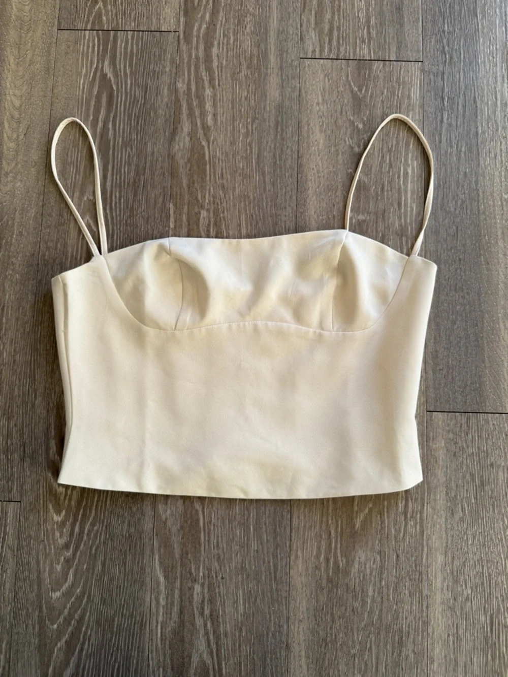 Women's Cream Spaghetti Strap Crop Top - Picture 1 of 3